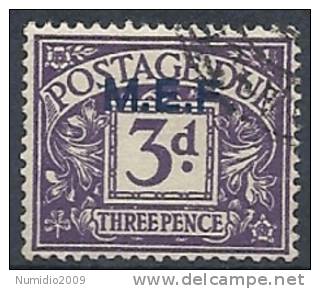 1942 OCCUPAZIONE INGLESE MEF USATO SEGNATASSE 3 P  - RR9742 - Britische Bes. MeF