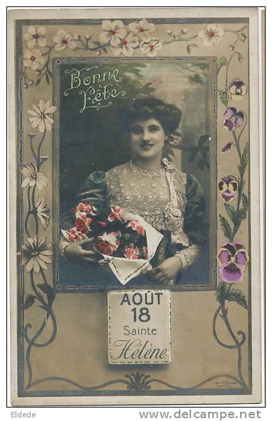 Ste Helene 18 Aout Carte Art Nouveau Belle Femme - Sant'Elena