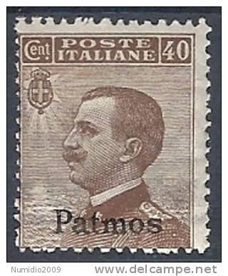 1912 EGEO PATMO EFFIGIE 40 CENT MH * - RR9746 - Egée (Patmo)