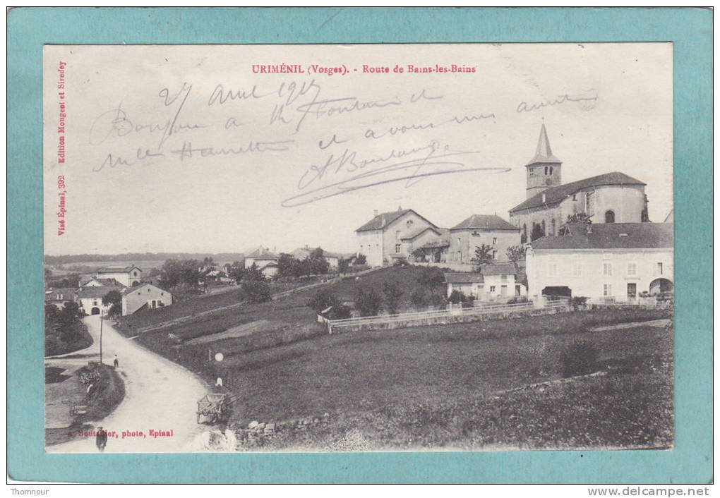 88 -  URIMENIL - Route De  Bains-les- Bains - 1917  -  BELLE CARTE  - - Urimenil