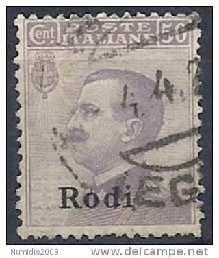 1912 EGEO RODI USATO EFFIGIE 50 CENT - RR9749 - Ägäis (Rodi)