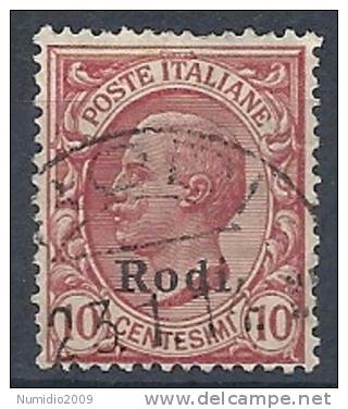 1912 EGEO RODI USATO EFFIGIE 10 CENT - RR9749 - Ägäis (Rodi)