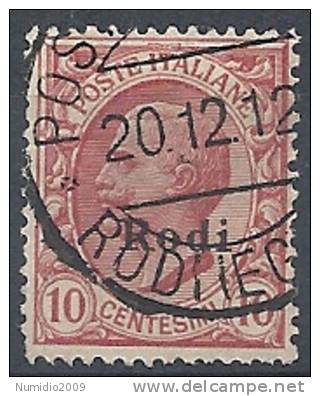 1912 EGEO RODI USATO EFFIGIE 10 CENT - RR9749-2 - Ägäis (Rodi)