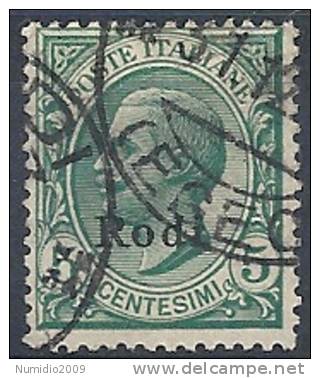 1912 EGEO RODI USATO EFFIGIE 5 CENT - RR9749-2 - Egée (Rodi)