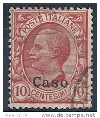 1912 EGEO CASO USATO EFFIGIE 10 CENT - RR9749 - Egée (Caso)