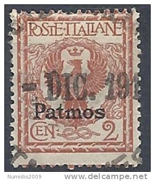 1912 EGEO PATMO USATO AQUILA 2 CENT - RR9749 - Egée (Patmo)