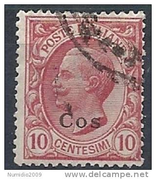1912 EGEO COO USATO EFFIGIE 10 CENT - RR9750 - Aegean (Coo)