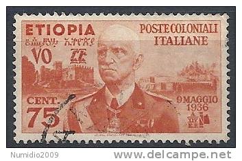 1936 ETIOPIA USATO EFFIGIE 75 CENT - RR9754-2 - Ethiopie