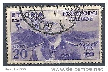 1936 ETIOPIA USATO EFFIGIE 20 CENT - RR9756-3 - Etiopía
