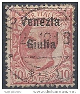 1918-19 VENEZIA GIULIA USATO EFFIGIE 10 CENT - RR9764 - Venezia Giulia