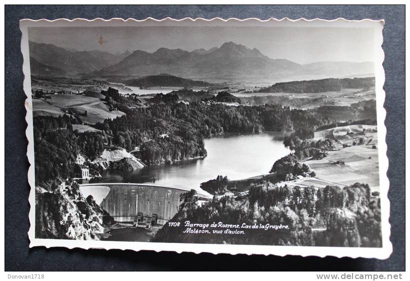 Barrage De Rossens (Suisse) Lac De Gruyère Moléson, Vue D'avion - CPSM Petit Format -  N° 1708 - Rossens