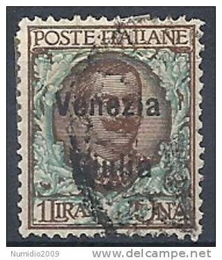 1918-19 VENEZIA GIULIA USATO FLOREALE 1 LIRA - RR9765 - Vénétie Julienne