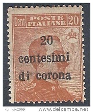 1919 TRENTO E TRIESTE EFFIGIE 20 CENT MH *  - RR9769 - Trento & Trieste