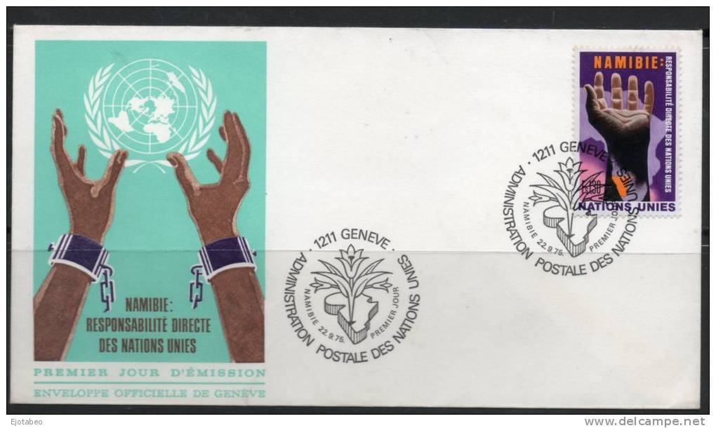 16  NACIONES UNIDAS - Ginegra  1975- Namibia- FDC-22-9-75 - FDC