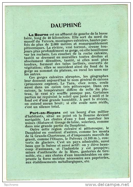 CHROMO Collection Hugo D´Alési Didactique Le Dauphiné Les Gorges De La Bourne Pont En Royans - Autres & Non Classés