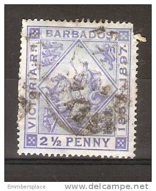 BARBADOS - 1897 JUBILEE 2-1/2 BLUE ON PAPER  SG 119 - Barbades (...-1966)