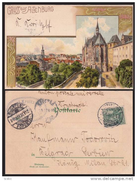 GERMANY ALTENBURG ARTIST SIGNED LITHO OLD POSTCARD - D18264 - Altenburg