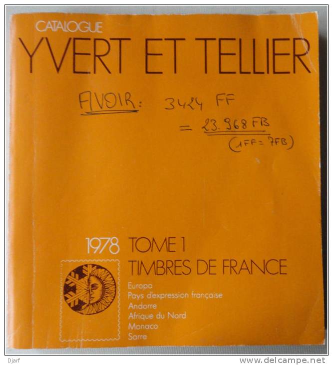 Catalogue Yvert & Tellier France 1978 - Francia