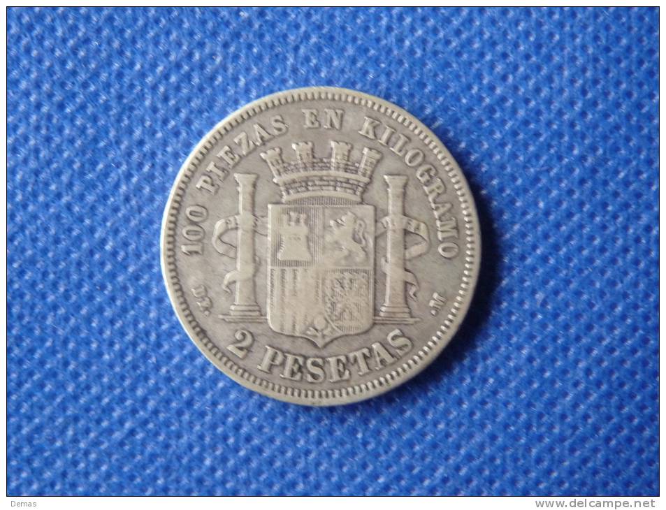 2 Pesetas España Gobierno Provisional 1870 *1- *74  10g Plata 0,835 Buena Conservación - Colecciones