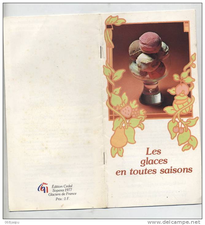 Livret Recette Glace Edition Cedal 1977 - Gastronomía