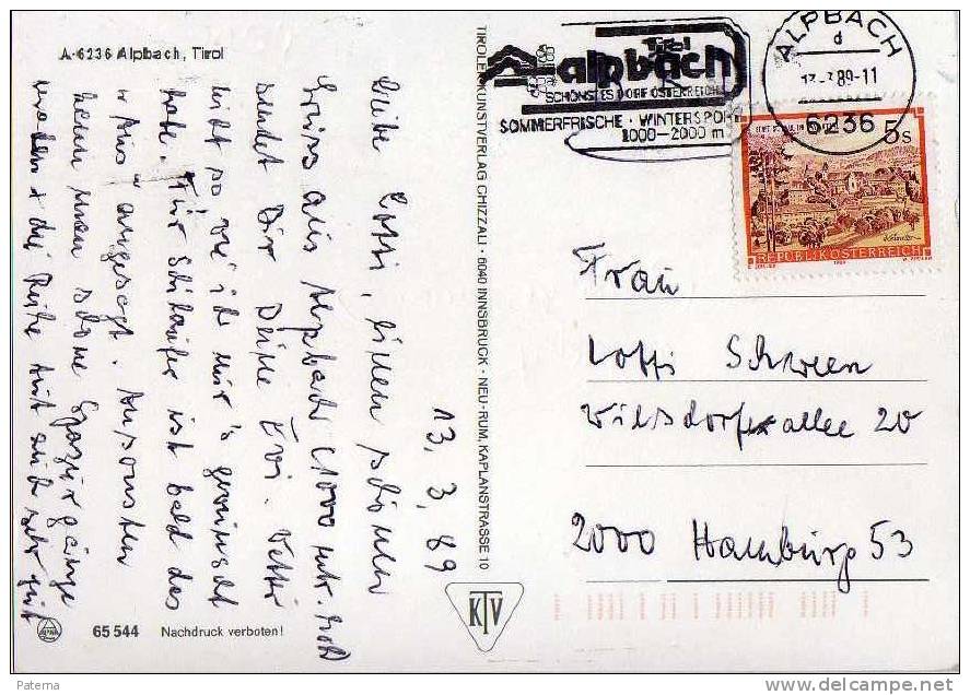3351  Postal ALPBACH 1989, Austria,  Tirol , , Winterpost, Juegos De Invierno - Covers & Documents