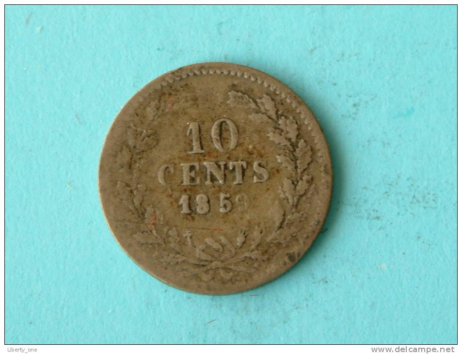1859 - 10 CENTS / KM 80 ( Silver - Uncleaned Coin / For Grade, Please See Photo ) !! - 1849-1890 : Willem III