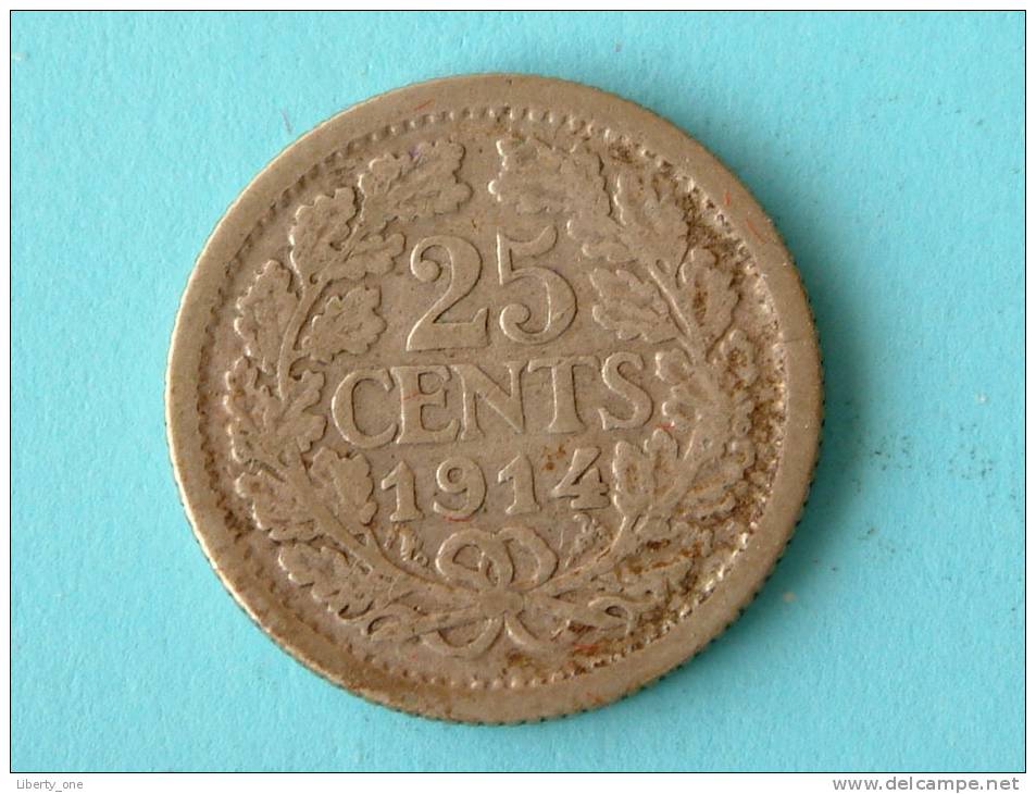 1914 - 25 CENTS / KM 146 ( Silver - Uncleaned Coin / For Grade, Please See Photo ) !! - 25 Centavos