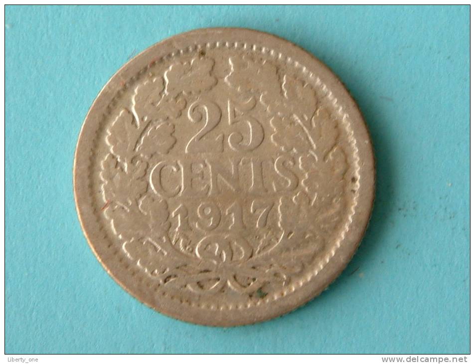 1917 - 25 CENTS / KM 146 ( Silver - Uncleaned Coin / For Grade, Please See Photo ) !! - 25 Cent