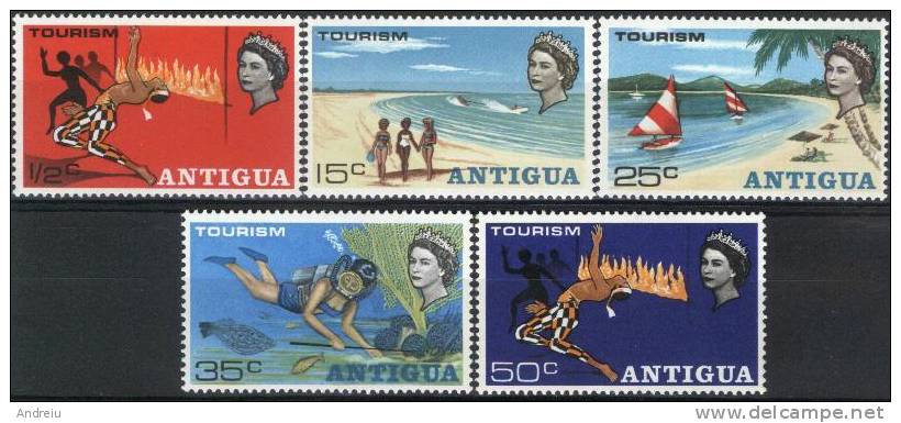 1968  Antigua Tourism Turismo Beach Scuba Landscape  Scott 2003/07 MNH - 1960-1981 Ministerial Government