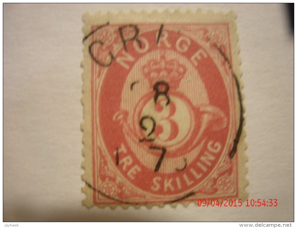 NORWAY, SCOTT# 18, 3s ROSE, USED - Oblitérés