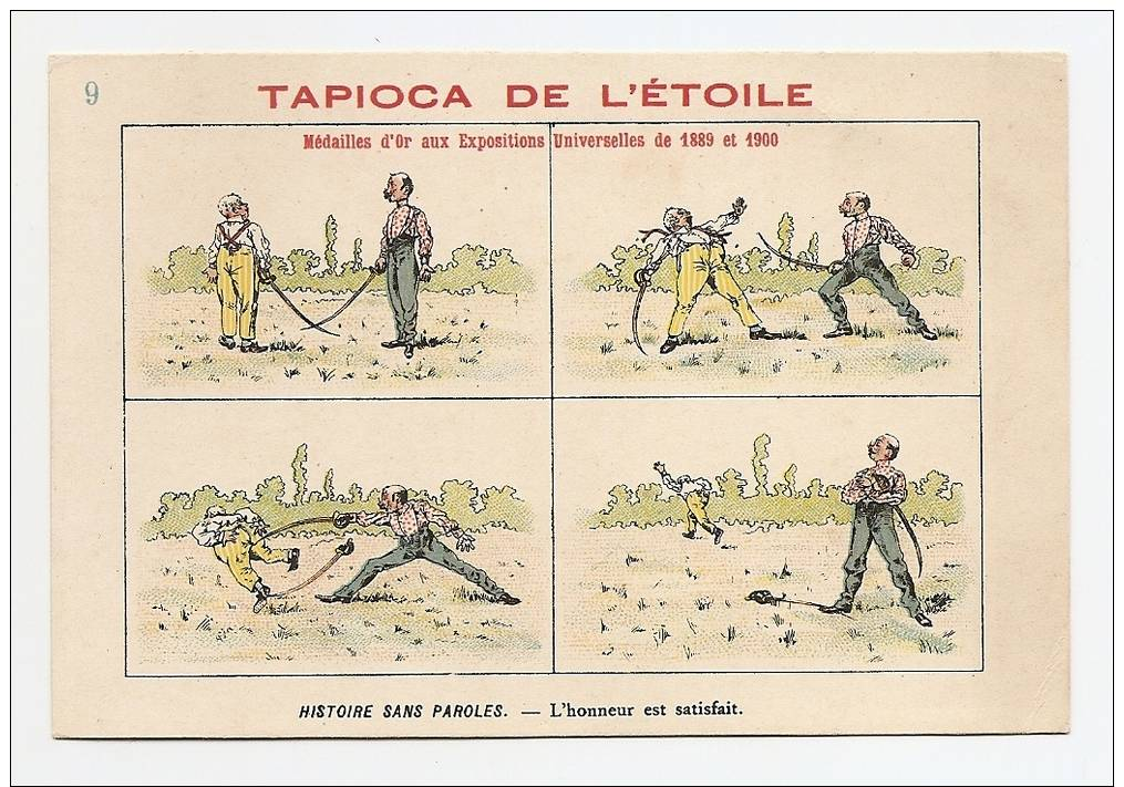 Chromo Tapioca Etoile Imp. Courbe Rouzet Honneur Satisfait Escrime Duel Combat épée Sabre A19-01 - Autres & Non Classés