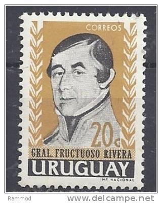 URUGUAY 1962 GENERAL FRUCTOSO RIVERA 20c. Black And Ochre MNH - Uruguay