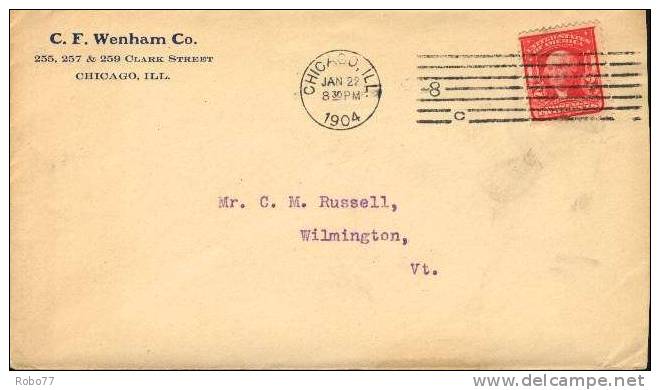 1904 USA Cover.  Chicago, III.Jan.22.1904. (H05c017) - Marcophilie