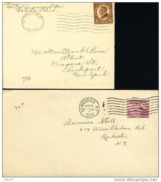 1923, 1933 USA Covers.  Two Pieces.  Toledo OHIO.,  Newburgh, N.Y. Apr.19.1933. (H05c010) - Storia Postale