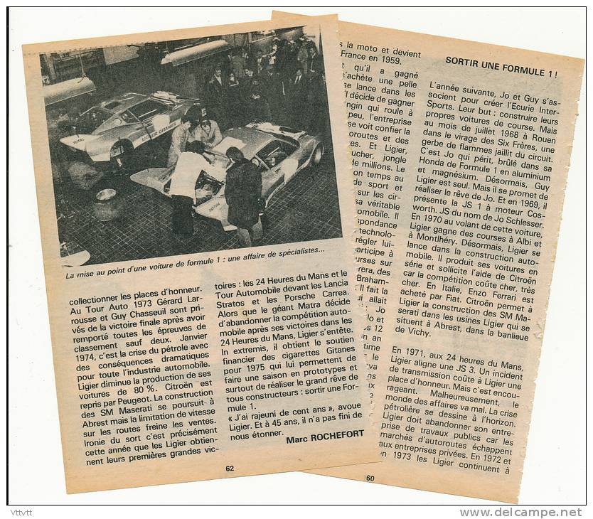 1975 : Sport Automobile, Guy Ligier, Le Ferrari Français, Beltoise, 24 Heures Du Mans... - Zonder Classificatie