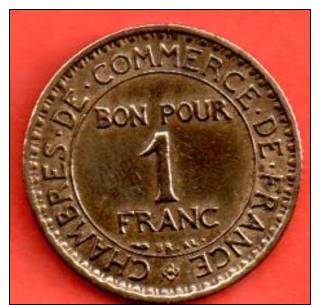 A SAISIR--SUPERBE ET RARE EN CET ETAT--1 FRANC CHAMBRE DE COMMERCE 1922--ETAT TTB++ - Autres & Non Classés