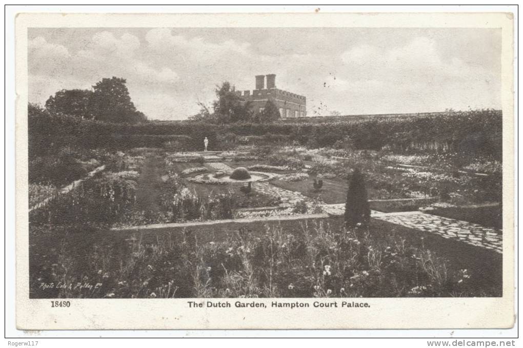 The Dutch Garden, Hampton Court Palace, 1923 Postcard - Middlesex