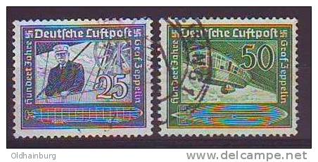 DR/ Österreich 1938, ANK 669- 670, 100. Geburtstag Graf Ferdinand Von Zeppelin, Gestempelt O - Zeppelins