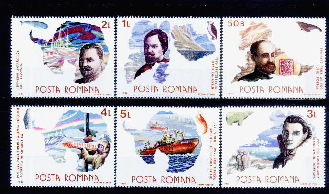 Roumanie 1986 - Yv.no.3690/5 Neufs** - Explorateurs & Célébrités Polaires