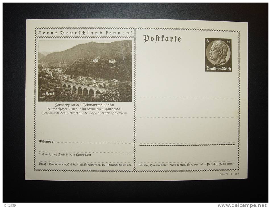 HORNBERG GUTACHTAL  HINDENBURG ENTIER POSTAL GANZSACHE STATIONERY - Hornberg