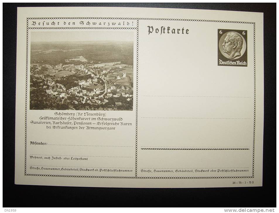 SCHÖMBERG NEUENBÜRG HINDENBURG ENTIER POSTAL GANZSACHE STATIONERY - Schömberg