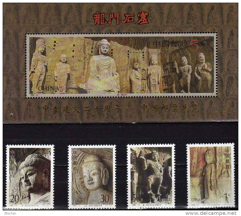 EXPO Thai 1995 China 2492/5+ Block 63 I ** 12€ Longmen-Schlucht Bhudda Fengxian-Pinyang-Guyang-Höhle Bloc Sheet Bf Chine - Archéologie