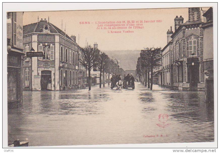 CPA YONNE 89 SENS   Inondation  Janvier 1910  Avenue De Vauban - Sens