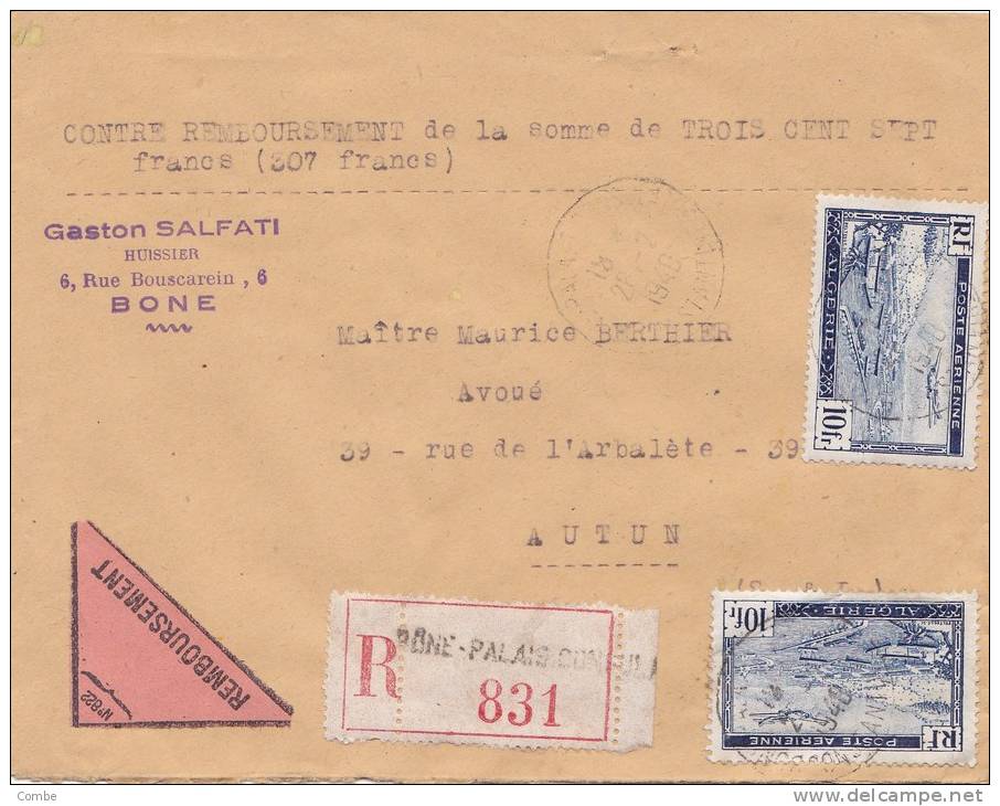 Belle Lettre Recommandé Algérie, 1948, Bone Pour Autun /d649 - Covers & Documents