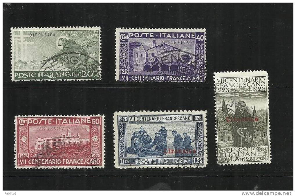 CIRENAICA 1926 S. SAN FRANCESCO ST. FRANCIS SERIE COMPLETA COMPLETE SET USATA USED OBLITERE' - Cirenaica