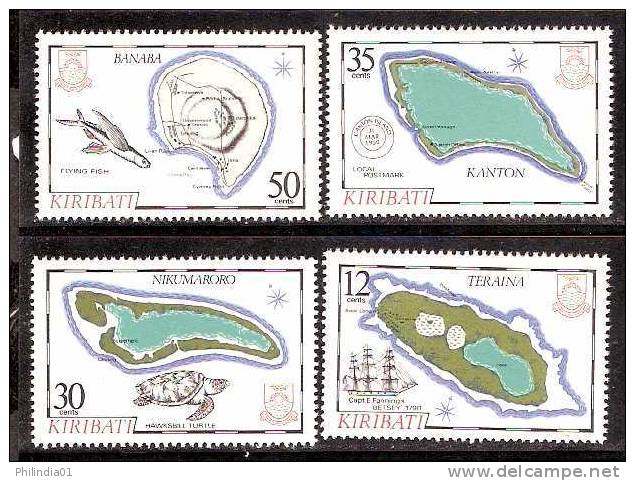 Kiribati 1984 Map, Geology, Ship, Turtle, Fish 4v MNH**  # 1744 - Other & Unclassified