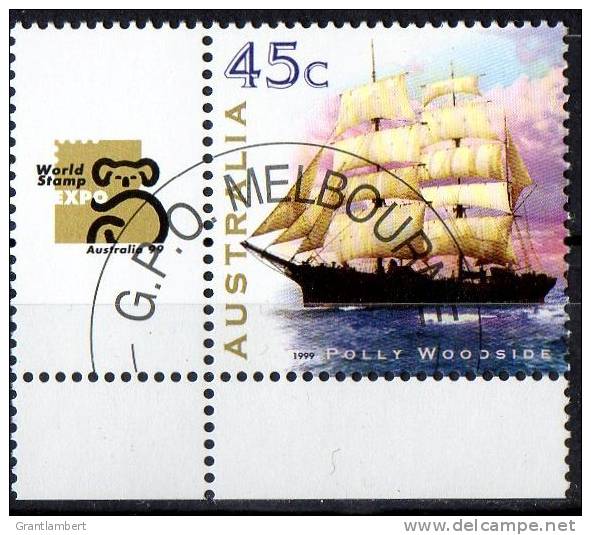 Australia 1999 Sailing Ships 45c Polly Woodside CTO With World Stamp Expo Tab - - Used Stamps