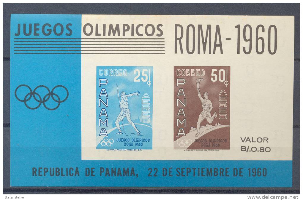 Panama Nr :  Bl Roma 1960 ** MNH (zie Scan) Toning On Gum - Panama