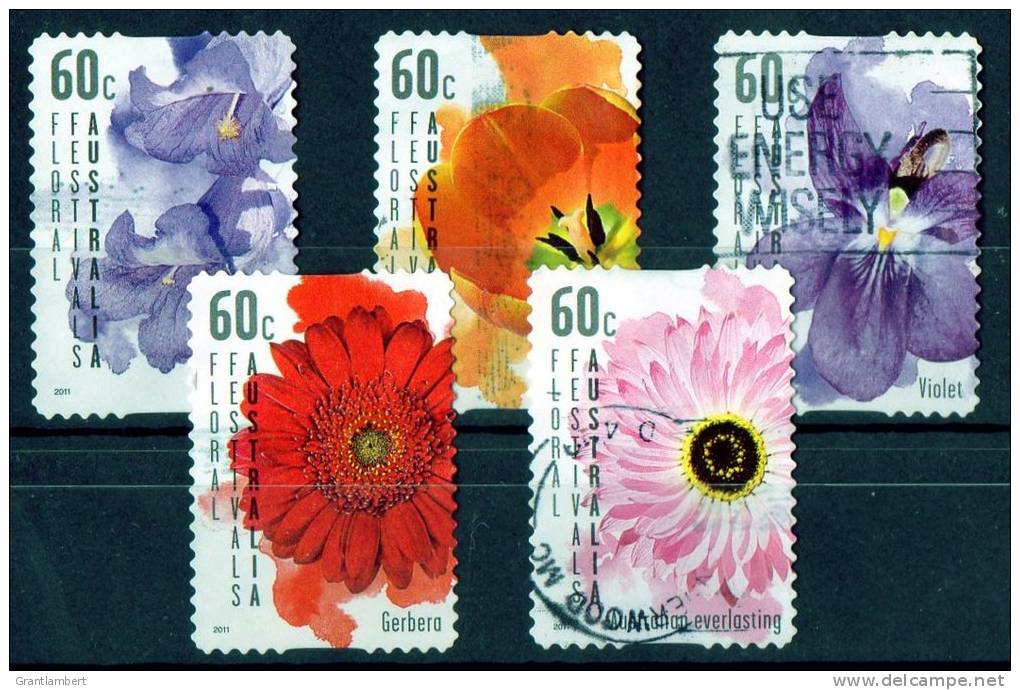 Australia 2011 Floral Festivals Set Of 5 Self-adhesives Used - Oblitérés