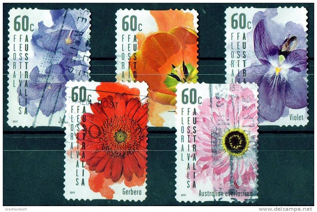 Australia 2011 Floral Festivals Set Of 5 Self-adhesives Used - - - Used Stamps